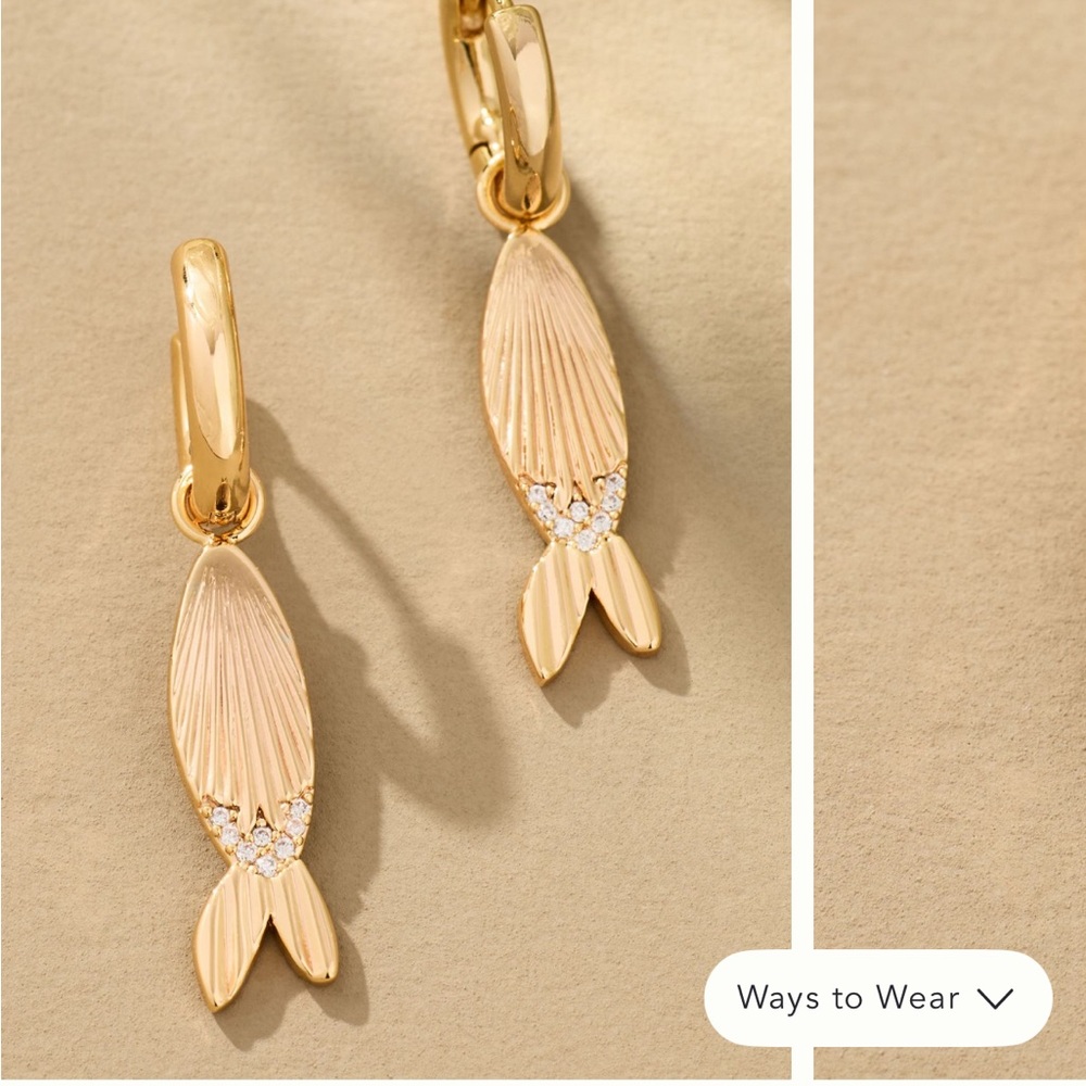 NWT huggie fish charm earrings